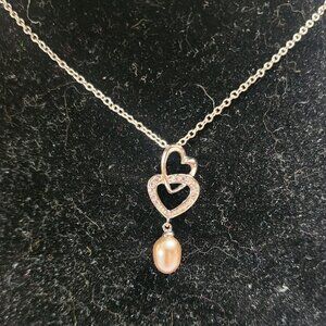 Double Heart Dangle Necklace